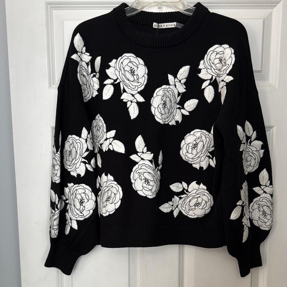 Black and White Floral Sweater